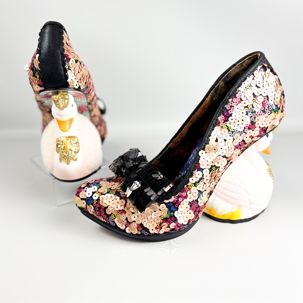 Irregular Choice Savan Swan Heels | Sequin Bow Statement Pumps | Sizes 38 & 40 | - Picture 3 of 8